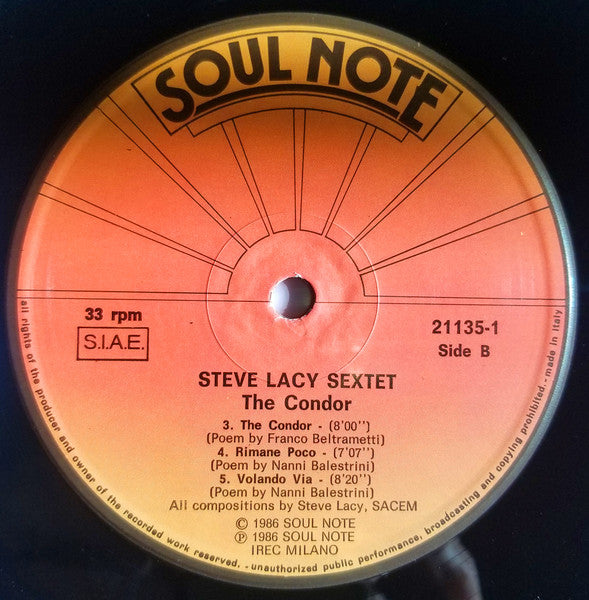 The Steve Lacy Sextet : The Condor (LP, Album)