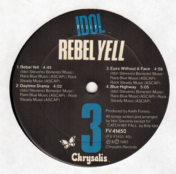 Billy Idol : Rebel Yell (LP, Album, Club, Car)