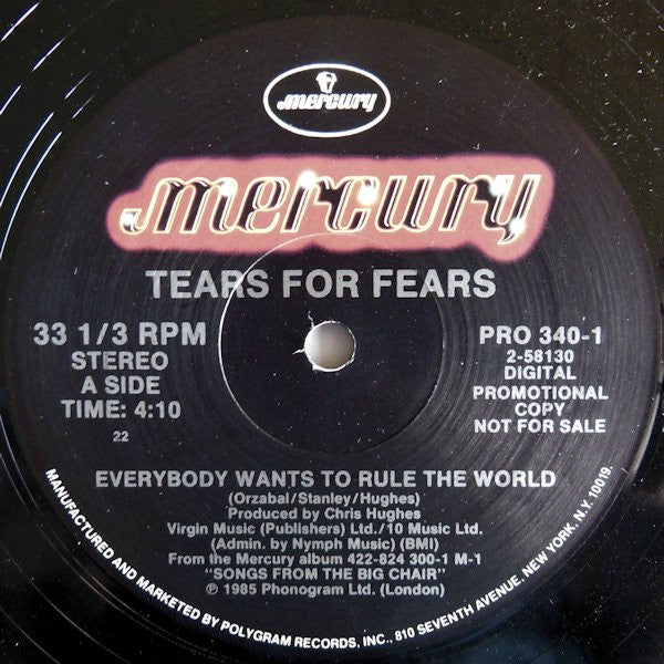 Tears For Fears : Everybody Wants To Rule The World (12", Single, Promo)