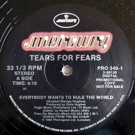 Tears For Fears : Everybody Wants To Rule The World (12", Single, Promo)