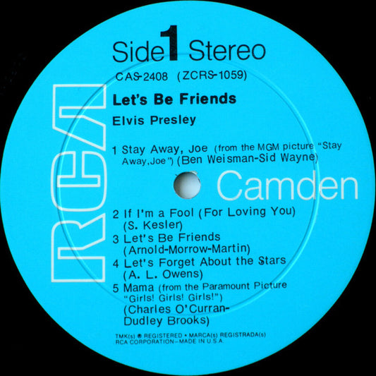 Elvis Presley : Let's Be Friends (LP, Album, Roc)