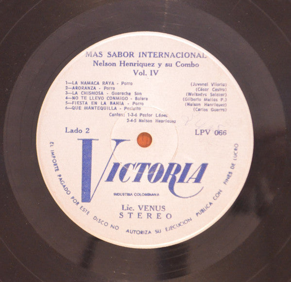 Nelson Henriquez Y Su Combo : Mas Sabor Internacional Volumen 4 (LP, Album)