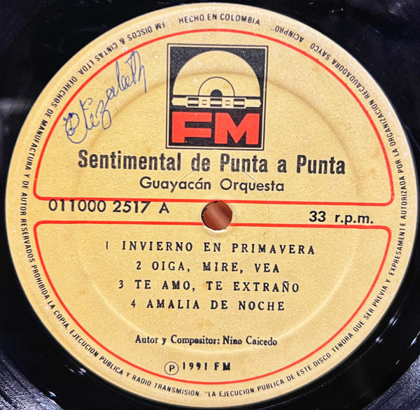 Guayacán Orquesta : Sentimental De Punta A Punta (LP, Album)