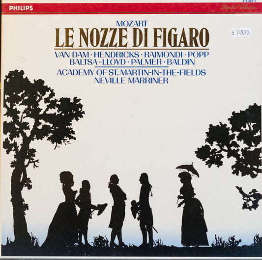 Wolfgang Amadeus Mozart  -  José van Dam, Barbara Hendricks, Ruggero Raimondi, Lucia Popp, Agnes Baltsa, Robert Lloyd (4), Felicity Palmer, Aldo Baldin, The Academy Of St. Martin-in-the-Fields, Sir Neville Marriner : Le Nozze Di Figaro (3xLP + Box)
