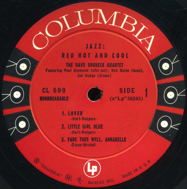 The Dave Brubeck Quartet : Jazz: Red Hot And Cool (LP, Album, Mono)