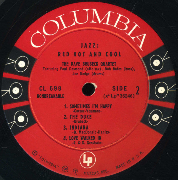 The Dave Brubeck Quartet : Jazz: Red Hot And Cool (LP, Album, Mono)