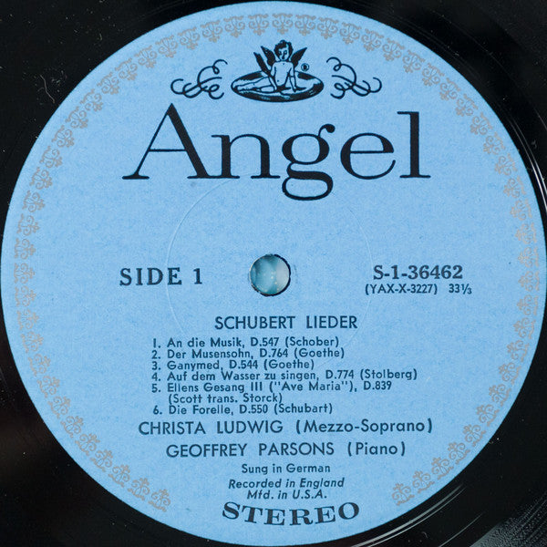 Franz Schubert - Christa Ludwig, Geoffrey Parsons (2) : Schubert Lieder (LP)
