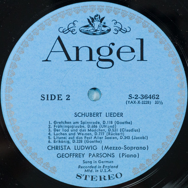 Franz Schubert - Christa Ludwig, Geoffrey Parsons (2) : Schubert Lieder (LP)