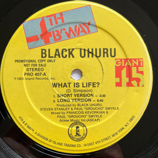Black Uhuru : What Is Life? (12", Promo)