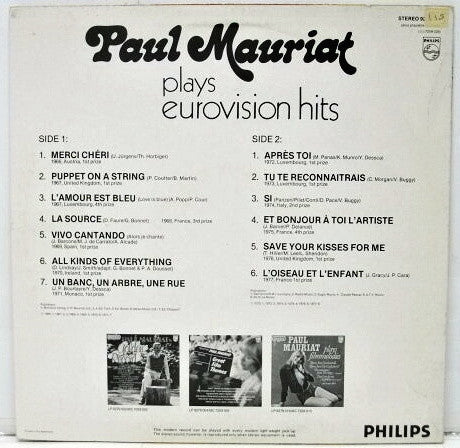 Paul Mauriat : Paul Mauriat Plays Eurovision Hits (LP, Album)