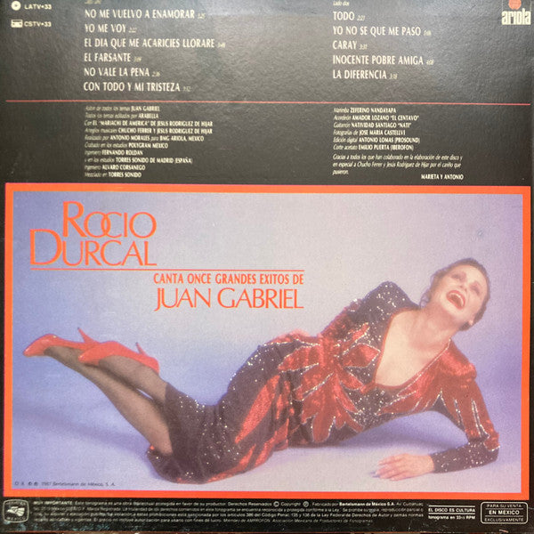 Rocio Durcal* : Canta Once Grandes Éxitos De Juan Gabriel (LP, Album)