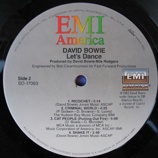 David Bowie : Let's Dance (LP, Album, Win)