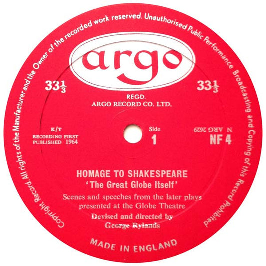 Various - Homage To Shakespeare vinyl record, LP (Mint (M)) | Lulo Records