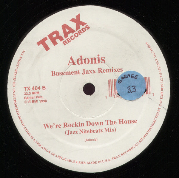 Adonis : We're Rocking Down The House (Basement Jaxx Remixes) (12")
