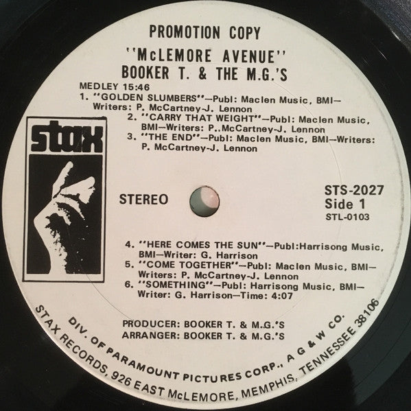 Booker T. & The M.G.'s* : McLemore Avenue (LP, Album, Promo, Gat)