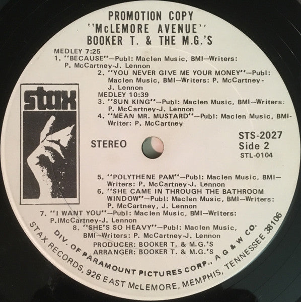 Booker T. & The M.G.'s* : McLemore Avenue (LP, Album, Promo, Gat)
