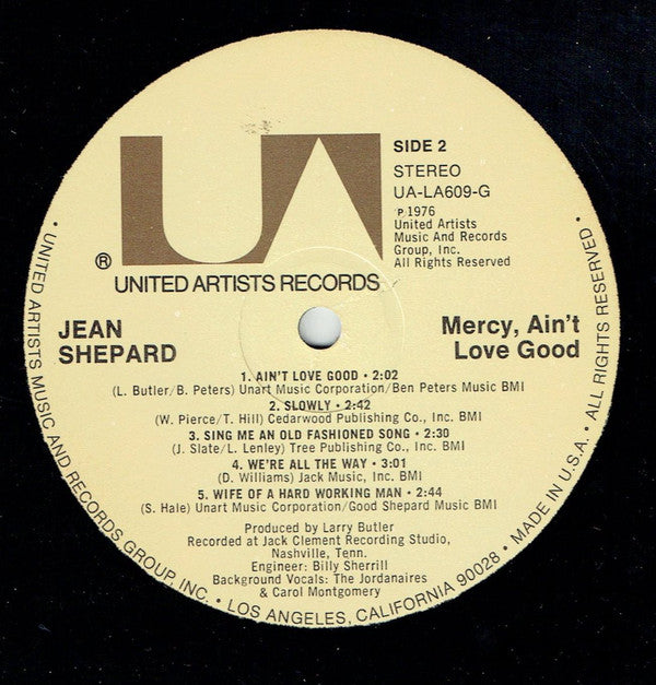 Jean Shepard : Mercy Ain't Love Good (LP)