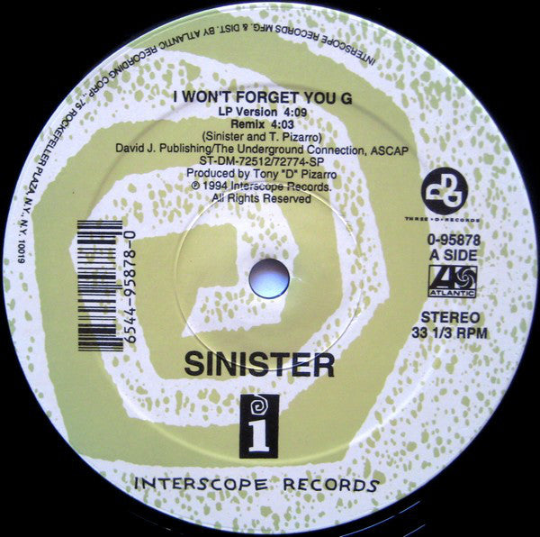 Sinister (6) : I Won't Forget You G (12")