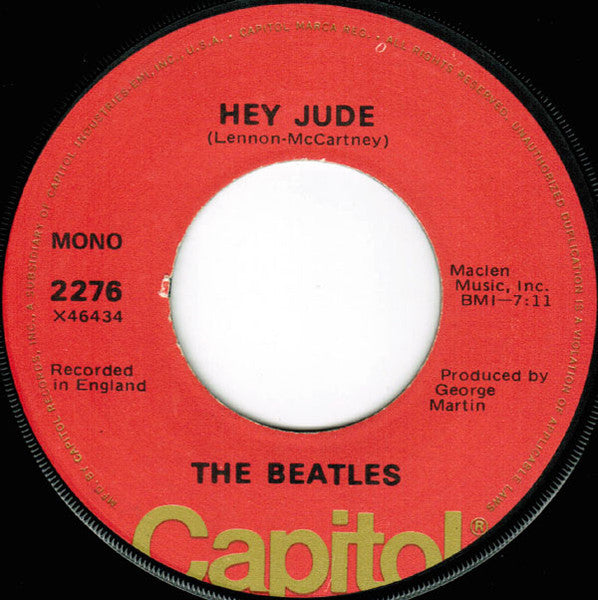 The Beatles : Hey Jude (7", Single, Mono, RE)