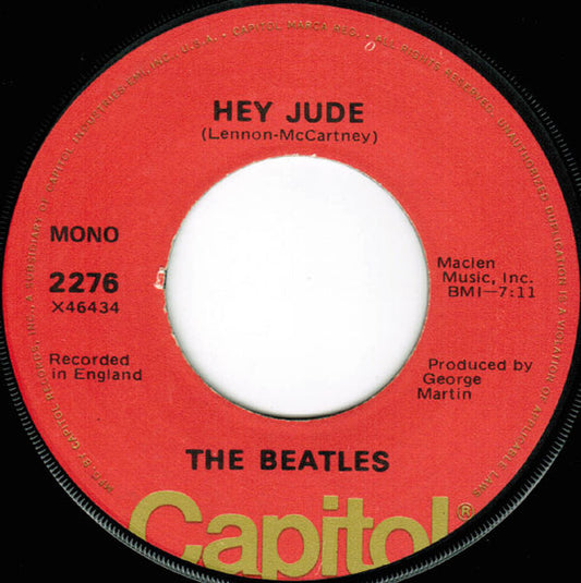 The Beatles : Hey Jude (7", Single, Mono, RE)