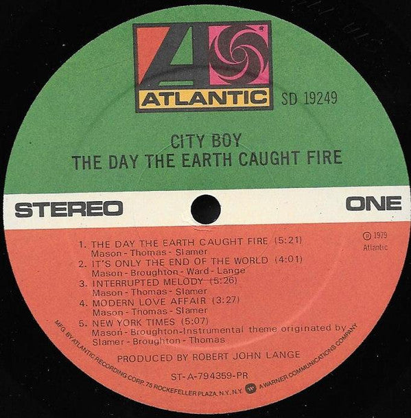 City Boy : The Day The Earth Caught Fire (LP, Album, Pre)