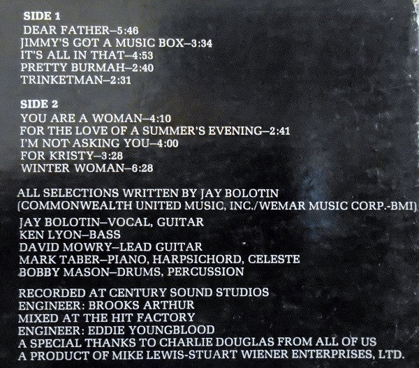 Jay Bolotin : Jay Bolotin (LP, Album, Promo, Gat)