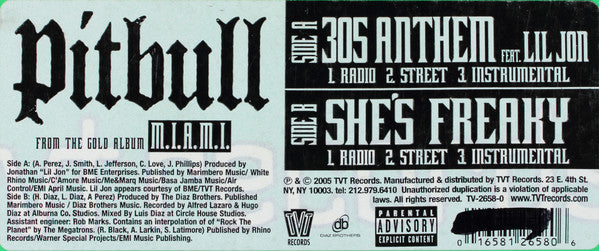 Pitbull : 305 Anthem / She's Freaky (12", Promo)
