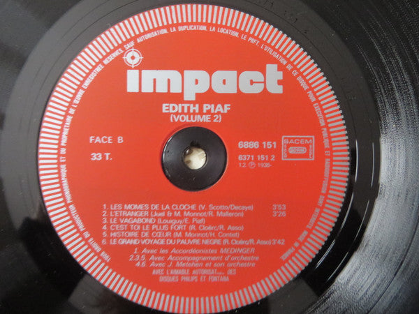 Edith Piaf : Edith Piaf Volume 2 (LP, Comp, RE)