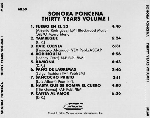 La Sonora Ponceña : 30th Anniversary Vol.1 (CD, Comp, RE)