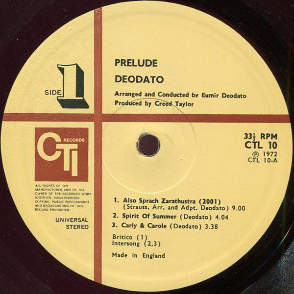Eumir Deodato : Prelude (LP, Album, Gat)