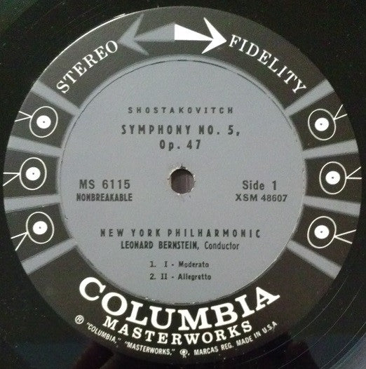 Dmitri Shostakovich And Leonard Bernstein And New York Philharmonic : Symphony No. 5, Op. 47 (LP, Album, RP)