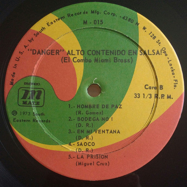 Combo Miami Brass : "Danger" Alto Contenido En Salsa (LP, Album)