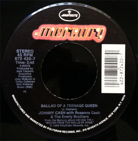 Johnny Cash : Get Rhythm / Ballad Of A Teenage Queen (7")