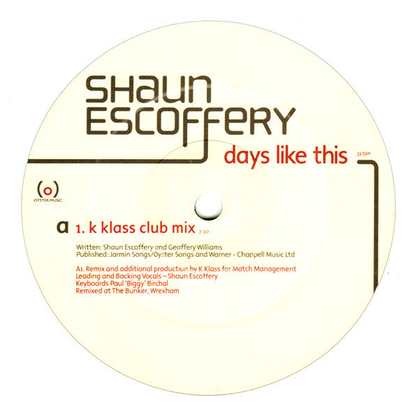 Shaun Escoffery : Days Like This (2x12")