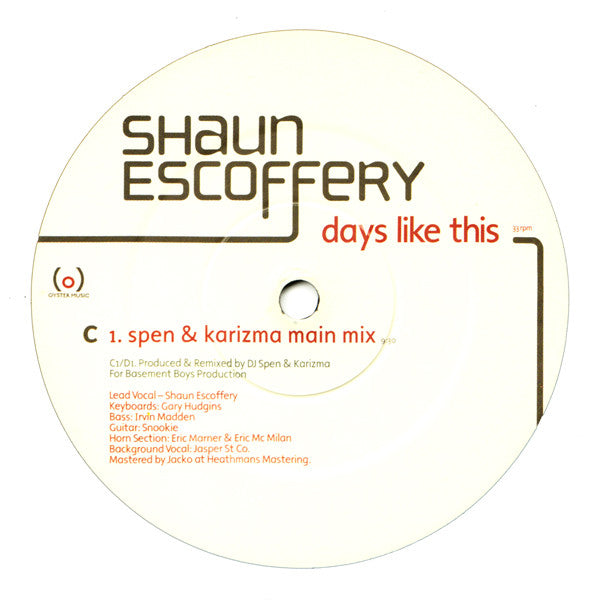 Shaun Escoffery : Days Like This (2x12")