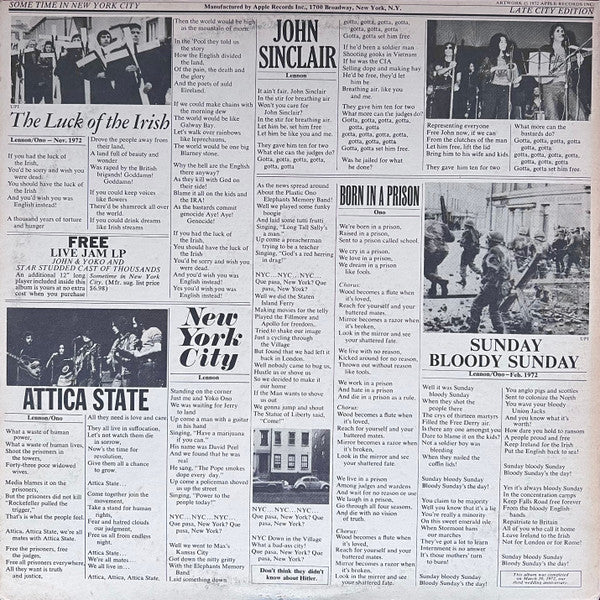 John & Yoko* / Plastic Ono Band* : Some Time In New York City (2xLP, Album, Win)