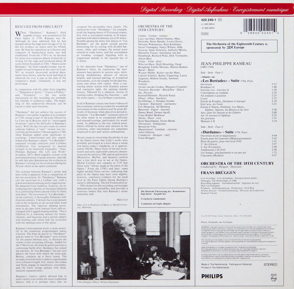 Jean-Philippe Rameau, Orchestra Of The 18th Century, Frans Brüggen : Les Boréades / Dardanus (Suites) (LP)