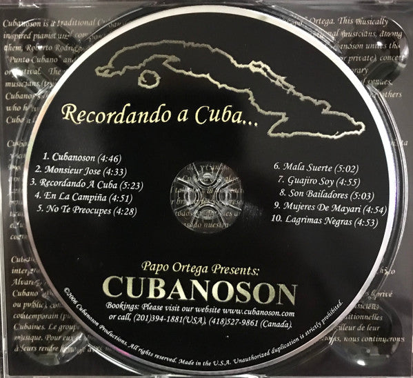 Papo Ortega* Presents: Cubanoson : Recordando A Cuba... (CD, Album)