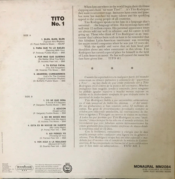 Tito Rodriguez : Tito No. 1 (LP, Mono, Hig)