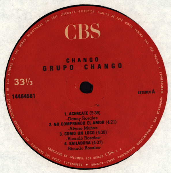 Grupo Changó : Changó (Sensaciones En Salsa) (LP)