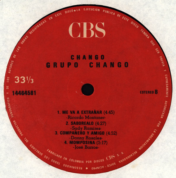 Grupo Changó : Changó (Sensaciones En Salsa) (LP)