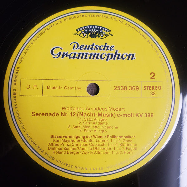 Wolfgang Amadeus Mozart, Bläservereinigung Der Wiener Philharmoniker : Serenaden  Nr. 11 Es-Dur = In E Flat Major / Nr. 12 C-Moll = In C Minor (LP, Album)