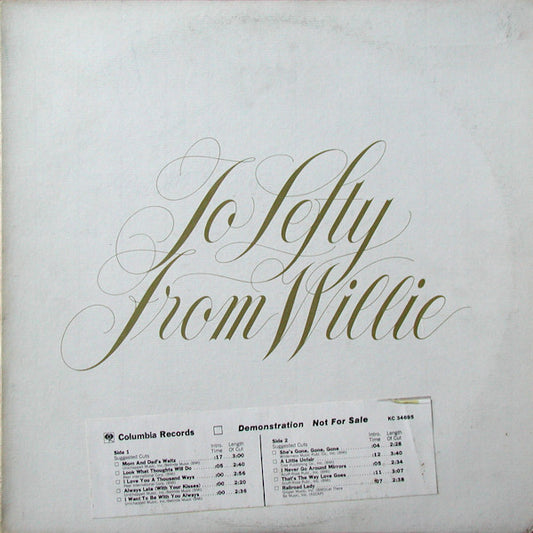 Willie Nelson : To Lefty From Willie (LP, Album, Promo)