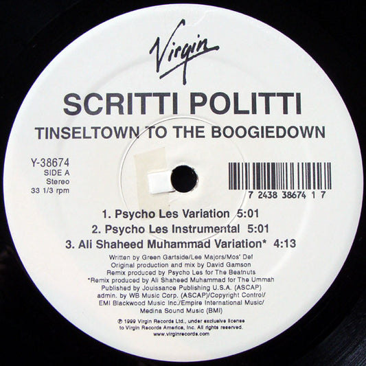 Scritti Politti - Tinseltown To The Boogiedown vinyl record, 12" (Near Mint (NM or M-)) | Lulo Records