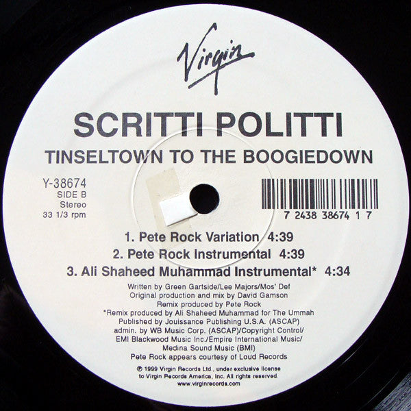 Scritti Politti : Tinseltown To The Boogiedown (12")