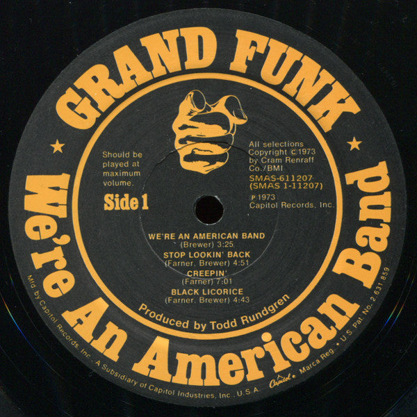 Grand Funk Railroad : We're An American Band (LP, Album, Club, Gat)