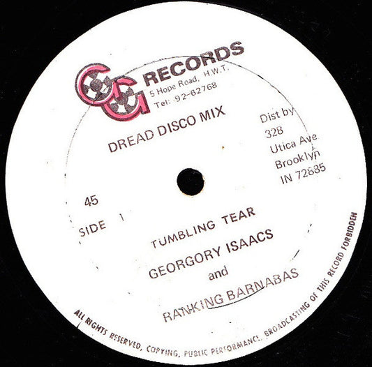 Gregory Isaacs And Barnabas : Tumbling Tears / How Can I Change My Mind (12")