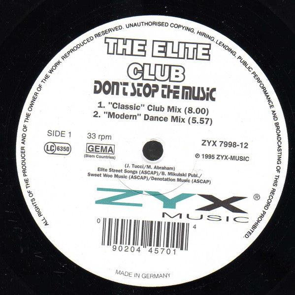 The Elite Club : Don't Stop The Music (12")