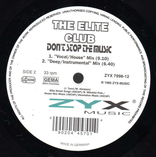 The Elite Club : Don't Stop The Music (12")