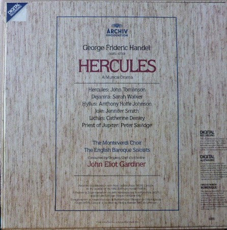 Georg Friedrich Händel - John Tomlinson (2), Anthony Rolfe Johnson, Sarah Walker (2), Jennifer Smith (3), Catherine Denley, The Monteverdi Choir, The English Baroque Soloists, John Eliot Gardiner : Hercules (3xLP, Album + Box)